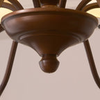 Lustre traditionnel en métal brun et tissu, à 8 lumières.