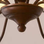 Lustre traditionnel en métal brun et tissu, à 8 lumières.