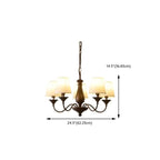 Lustre traditionnel en métal brun et tissu, à 8 lumières.