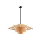 Suspension à plusieurs niveaux en rotin beige oriental pour îlot de cuisine