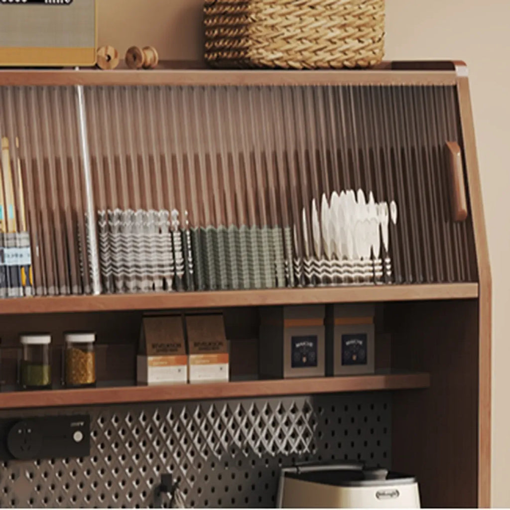 Meuble de rangement de cuisine en bois brun à 2 tiroirs avec étagère