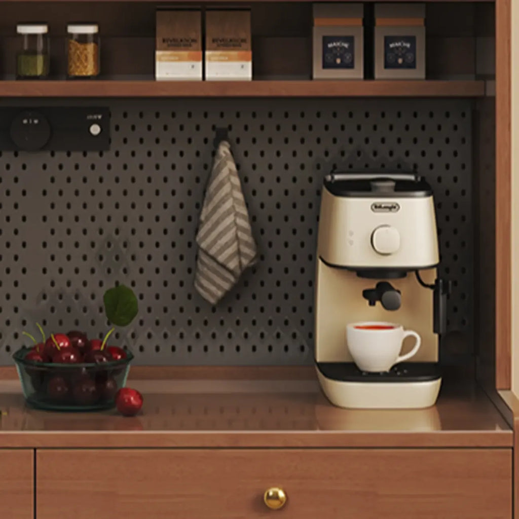 Meuble de rangement de cuisine en bois brun à 2 tiroirs avec étagère