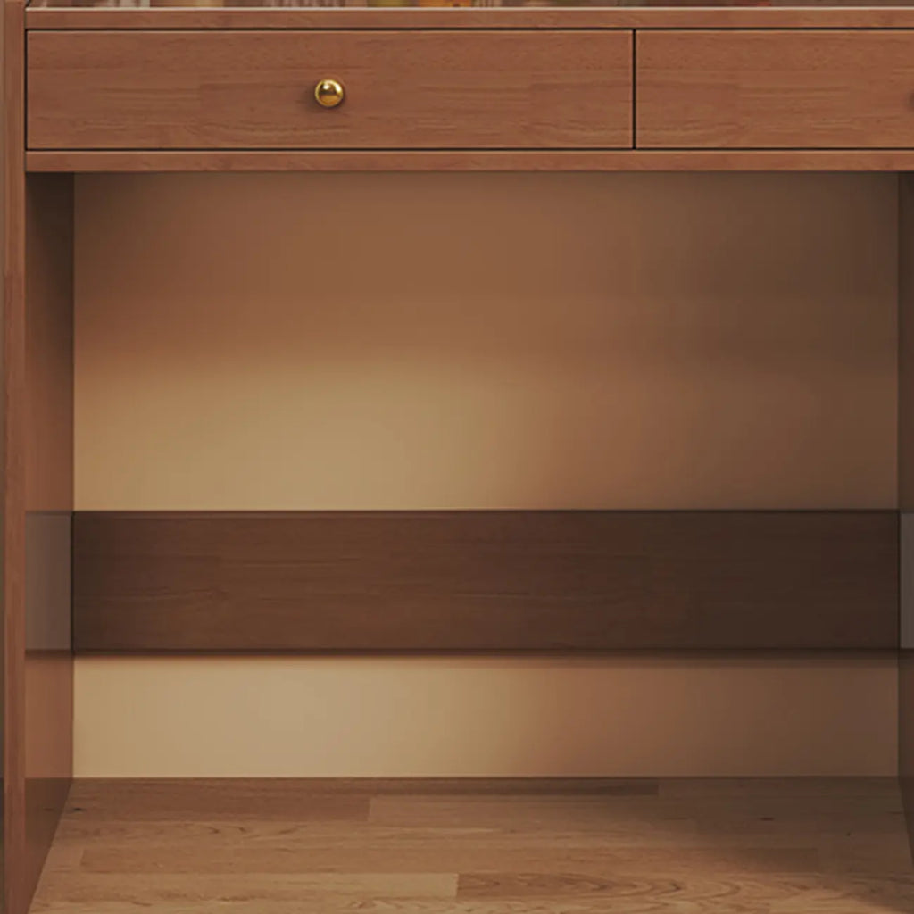 Meuble de rangement de cuisine en bois brun à 2 tiroirs avec étagère