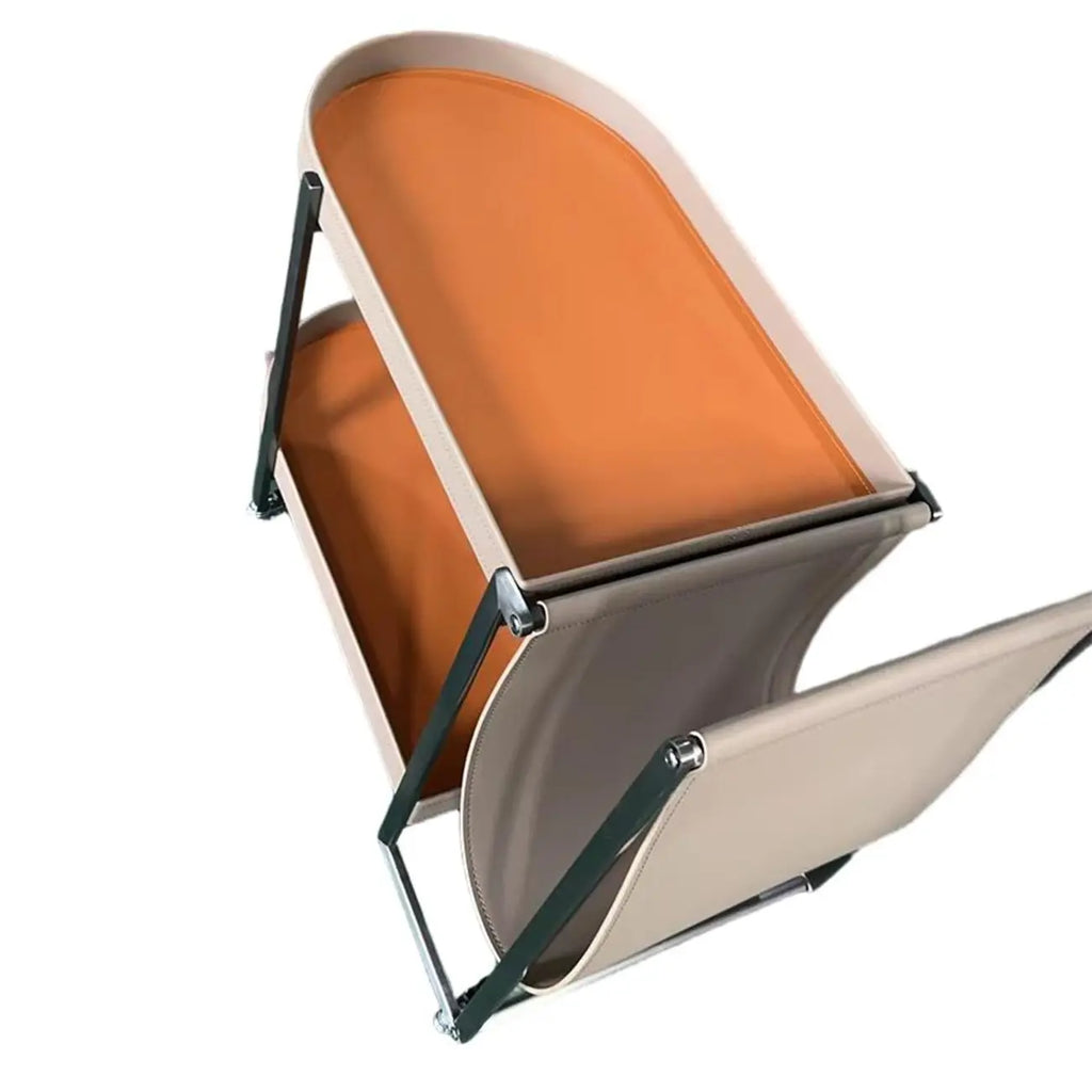 Table d'appoint pivotante ovale à deux niveaux avec plateau en similicuir pour salon