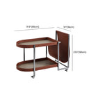 Table d'appoint pivotante ovale à deux niveaux avec plateau en similicuir pour salon