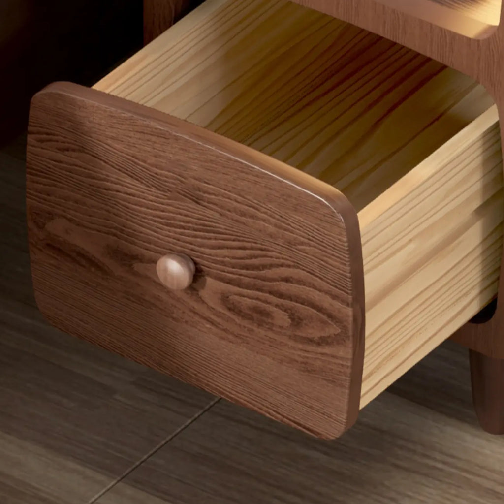 Petite table de chevet moderne en bois avec étagère ouverte et tiroir