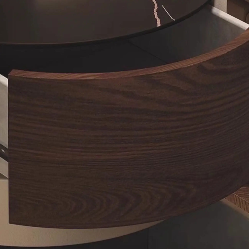 Table de chevet ronde à 2 niveaux en pin étroit avec fermeture douce
