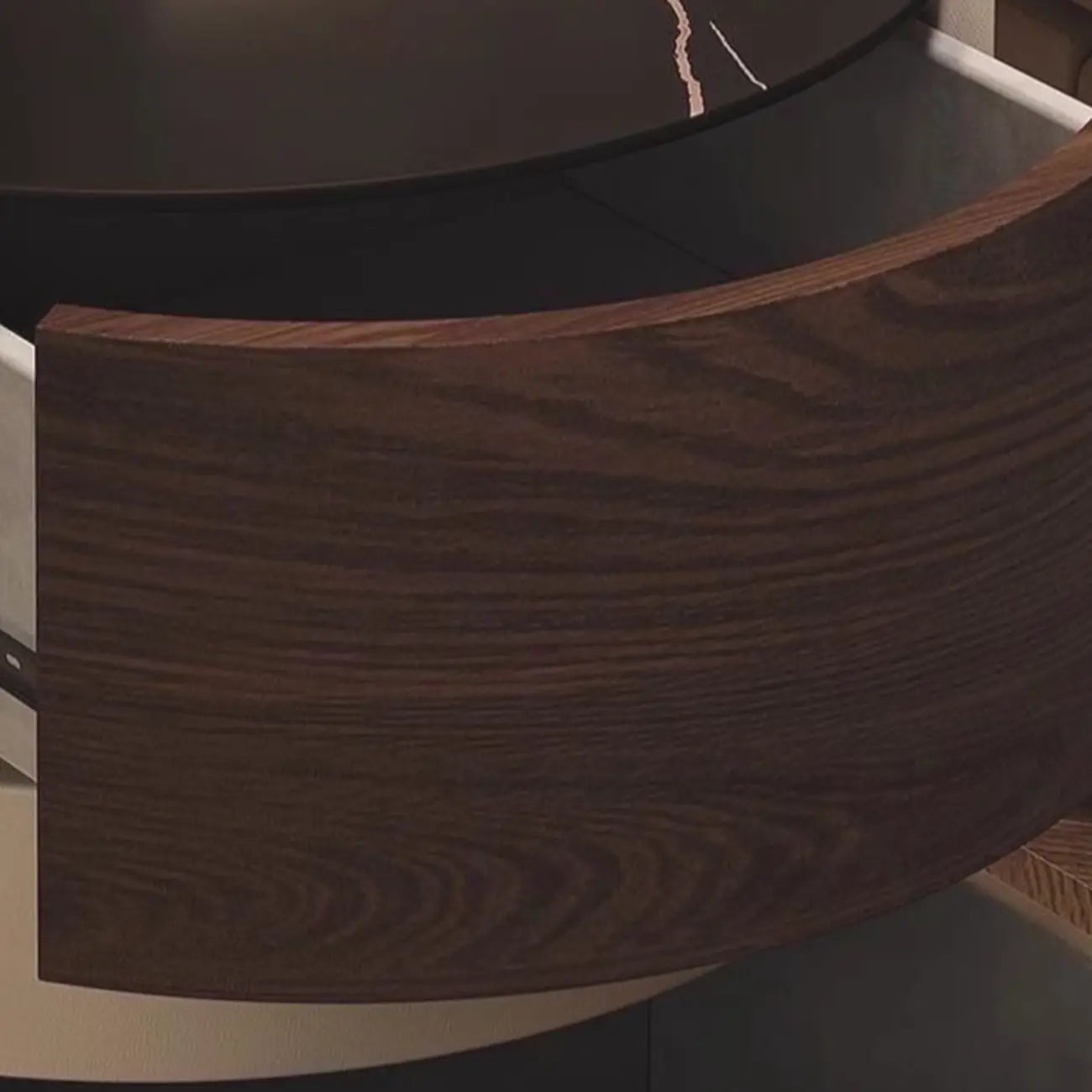 Table de chevet ronde à 2 niveaux en pin étroit avec fermeture douce