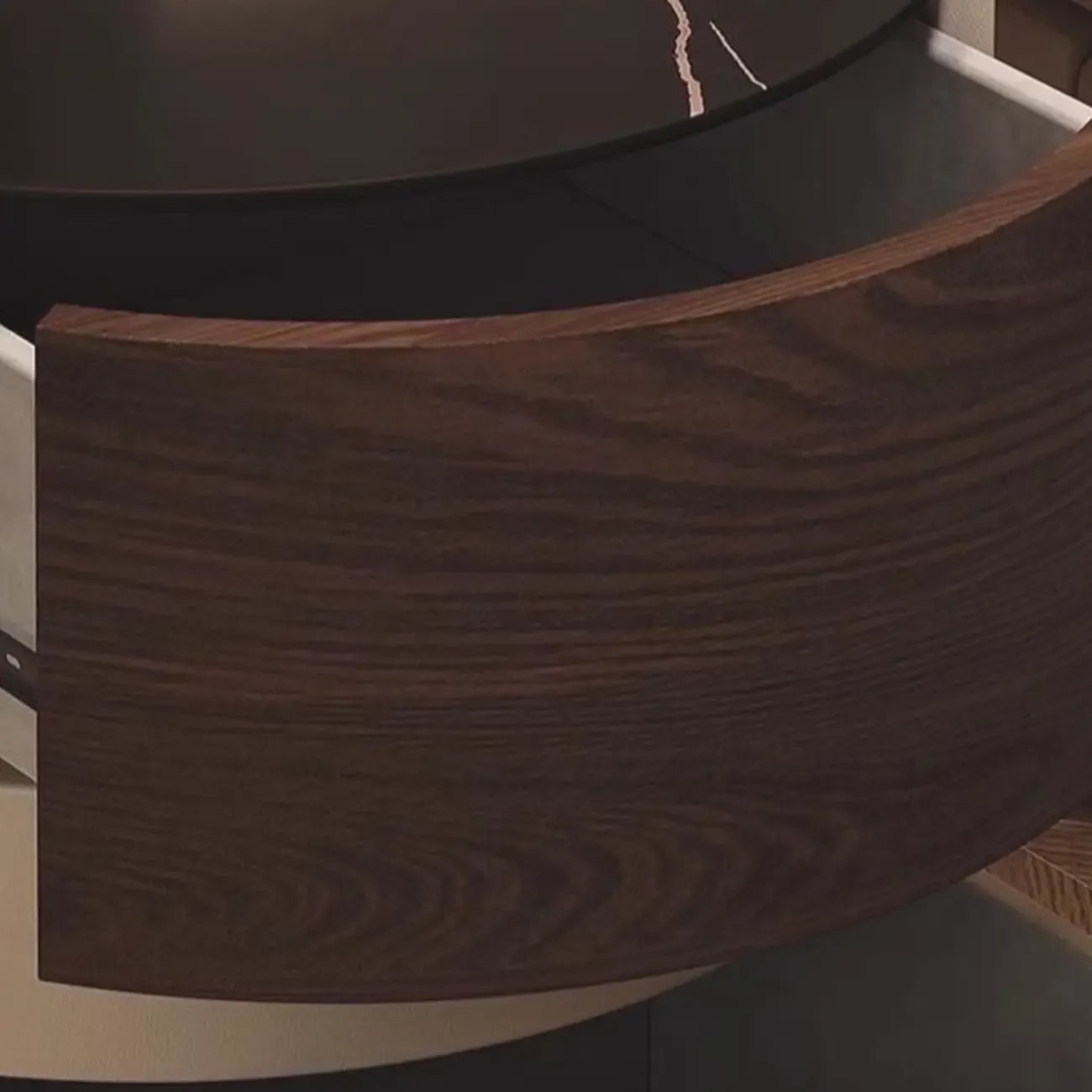 Table de chevet ronde à 2 niveaux en pin étroit avec fermeture douce