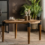 Table basse/table à manger ronde moderne en bois naturel à quatre pieds
