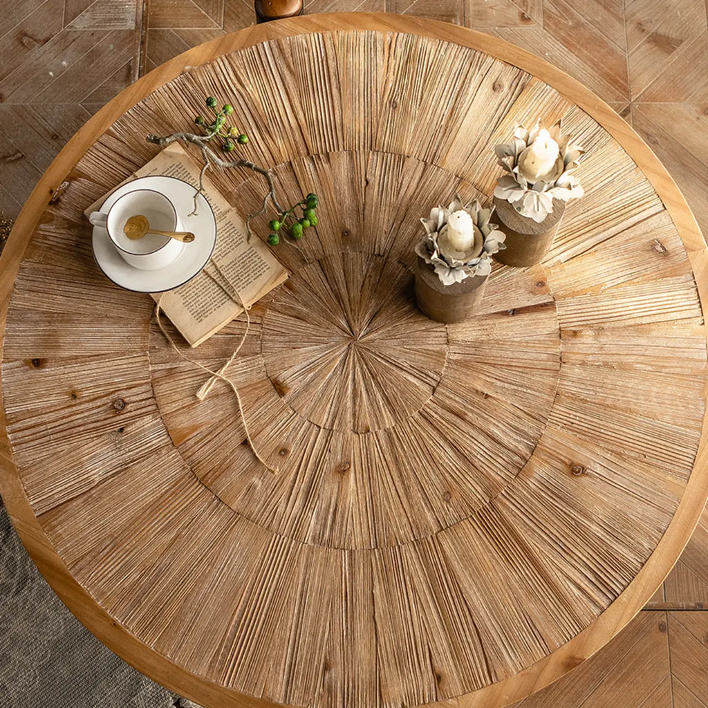 Table basse/table à manger ronde moderne en bois naturel à quatre pieds