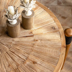 Table basse/table à manger ronde moderne en bois naturel à quatre pieds
