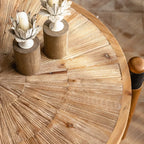 Table basse/table à manger ronde moderne en bois naturel à quatre pieds