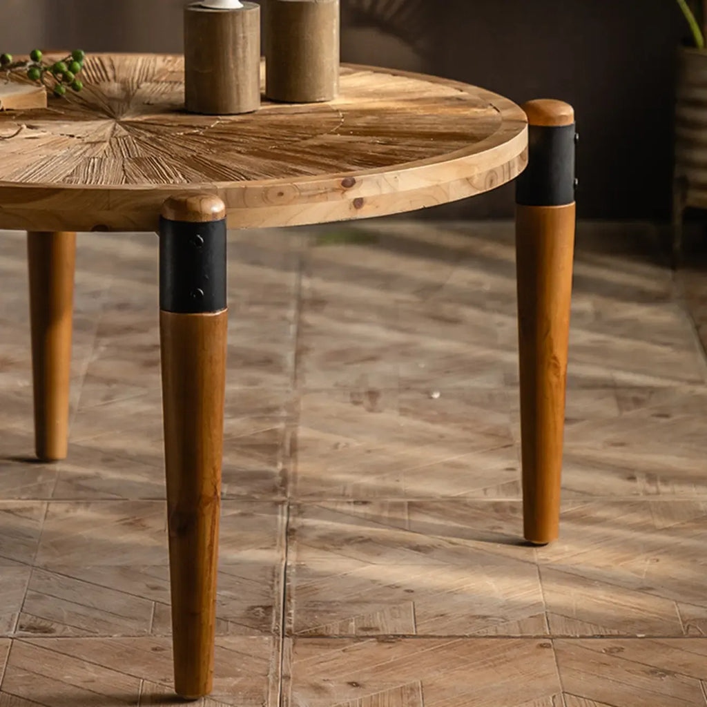 Table basse/table à manger ronde moderne en bois naturel à quatre pieds