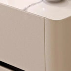 Élégante table d'appoint rectangulaire avec plateau en marbre et corps en cuir