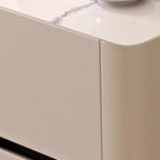 Élégante table d'appoint rectangulaire avec plateau en marbre et corps en cuir