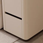 Élégante table d'appoint rectangulaire avec plateau en marbre et corps en cuir