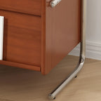 Table de chevet étroite en bois brun de style moderne du milieu du siècle avec tiroirs