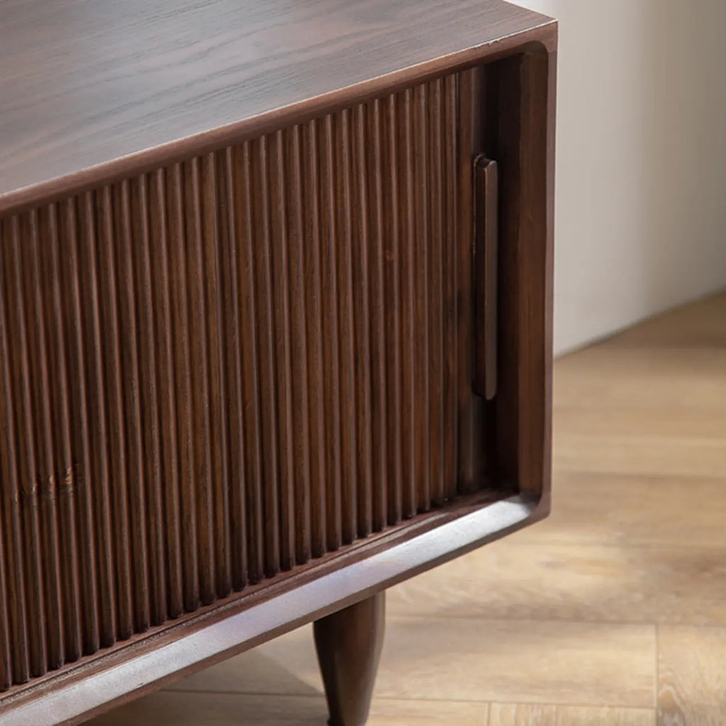 Armoire en bois de noyer, banc d'entrée, portes coulissantes