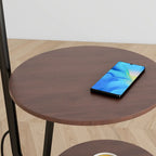 Étagère de rangement élégante en tissu, fer et bois, lampadaire arqué