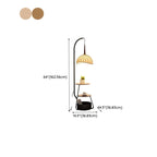 Étagère de rangement élégante en tissu, fer et bois, lampadaire arqué