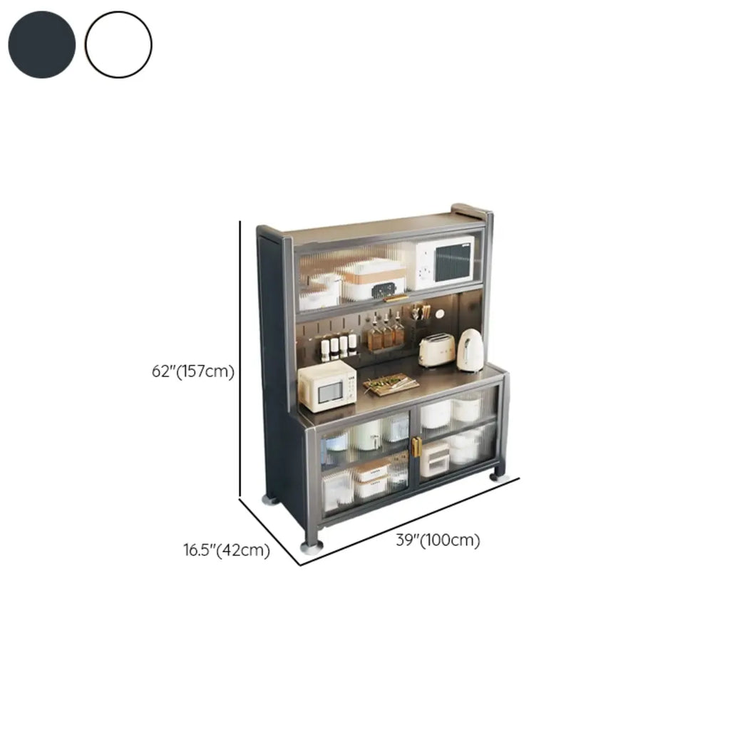 Buffet simple en métal perforé avec porte vitrée