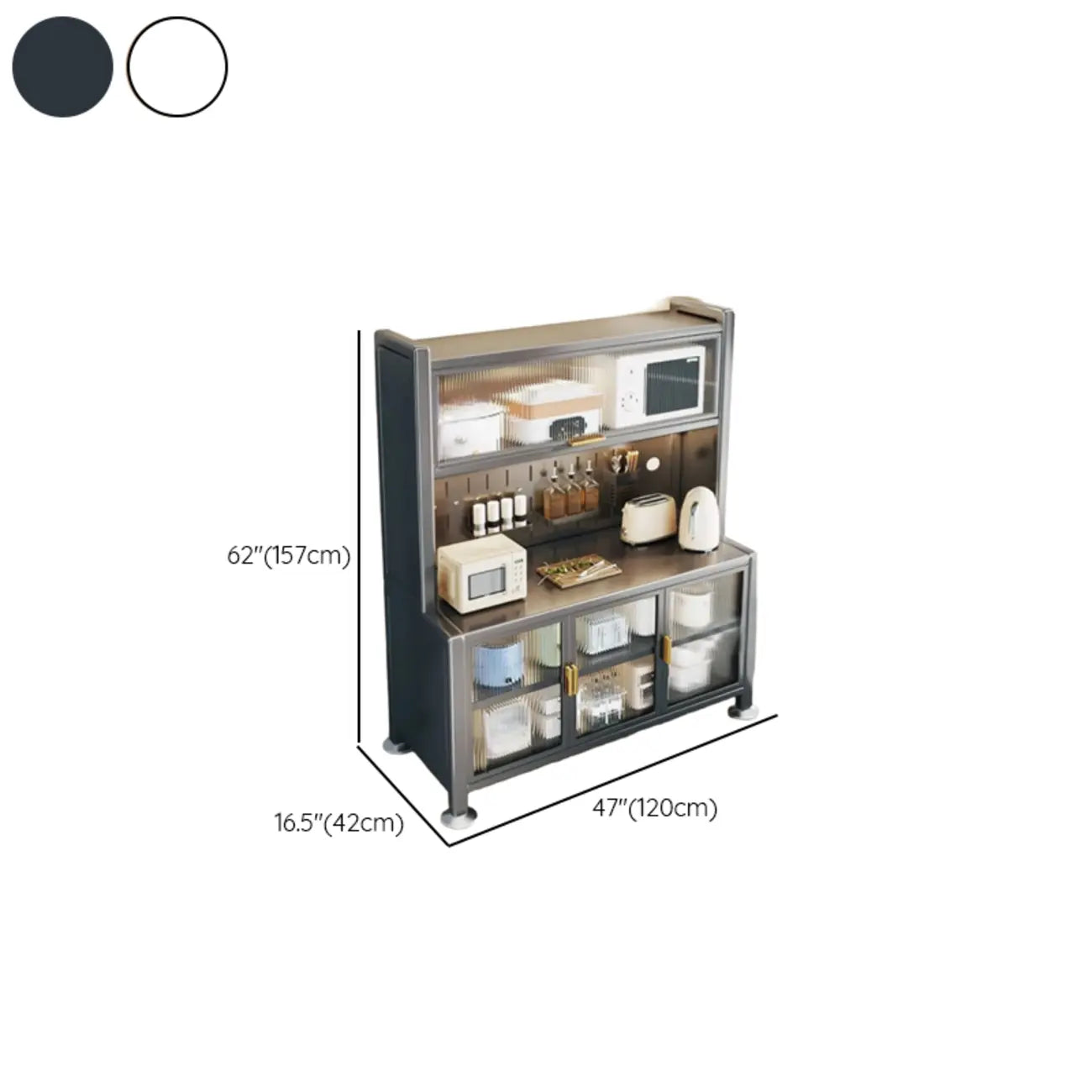 Buffet simple en métal perforé avec porte vitrée