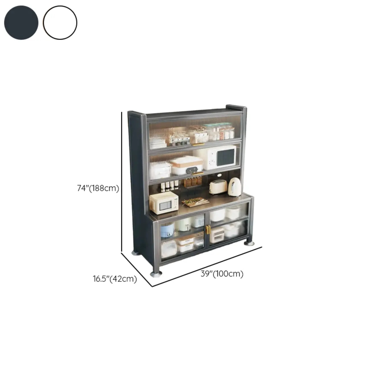 Buffet simple en métal perforé avec porte vitrée