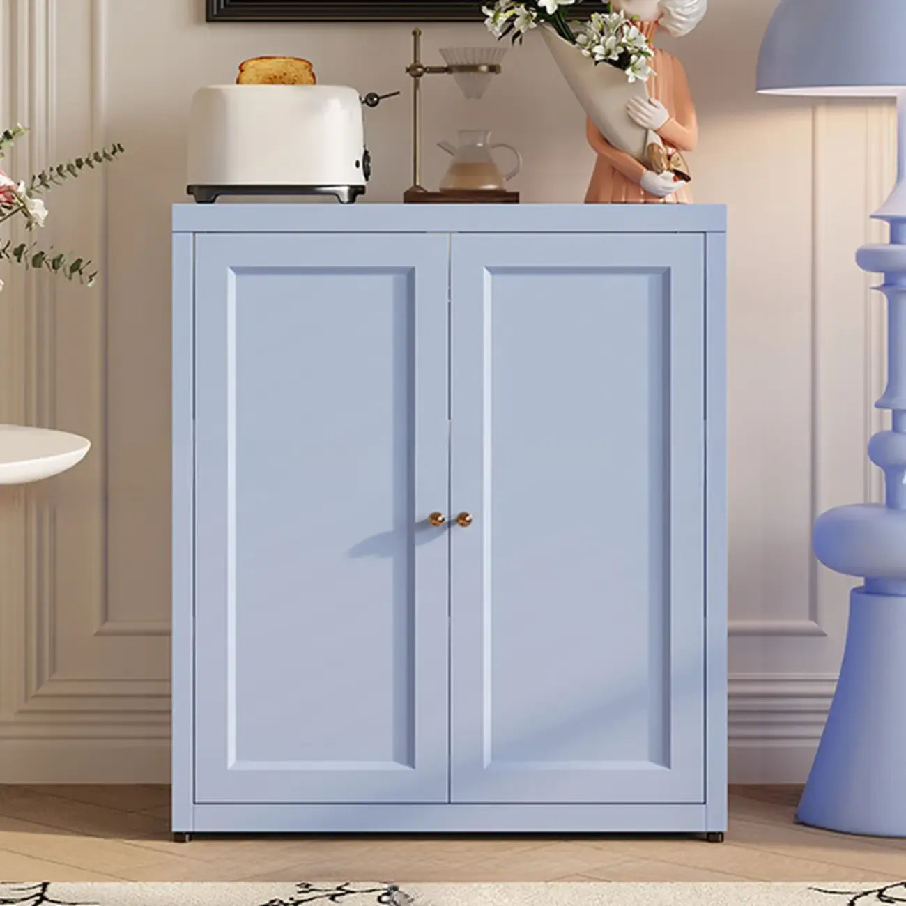 Buffet simple et contemporain en métal à 3 étagères