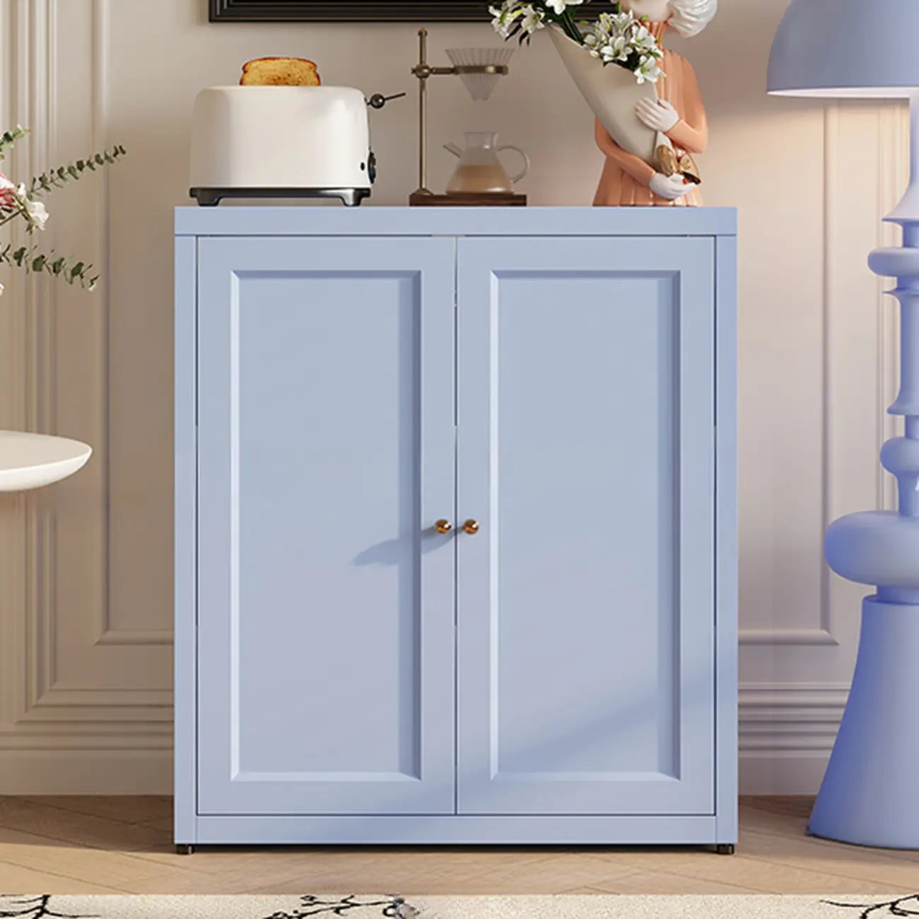 Buffet simple et contemporain en métal à 3 étagères
