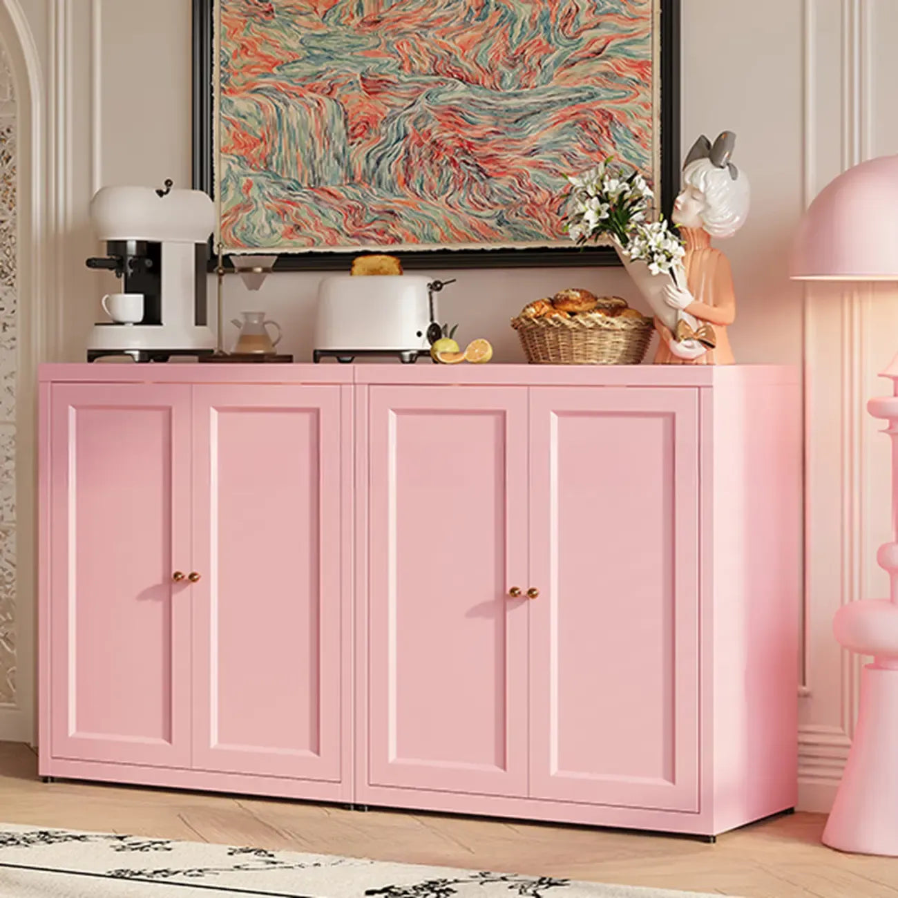 Buffet simple et contemporain en métal à 3 étagères