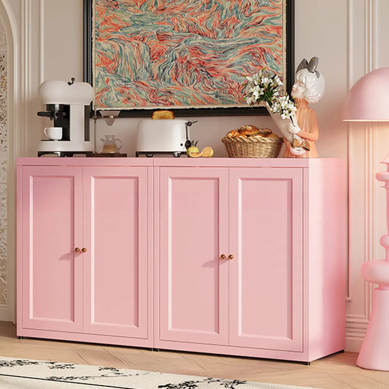 Buffet simple et contemporain en métal à 3 étagères