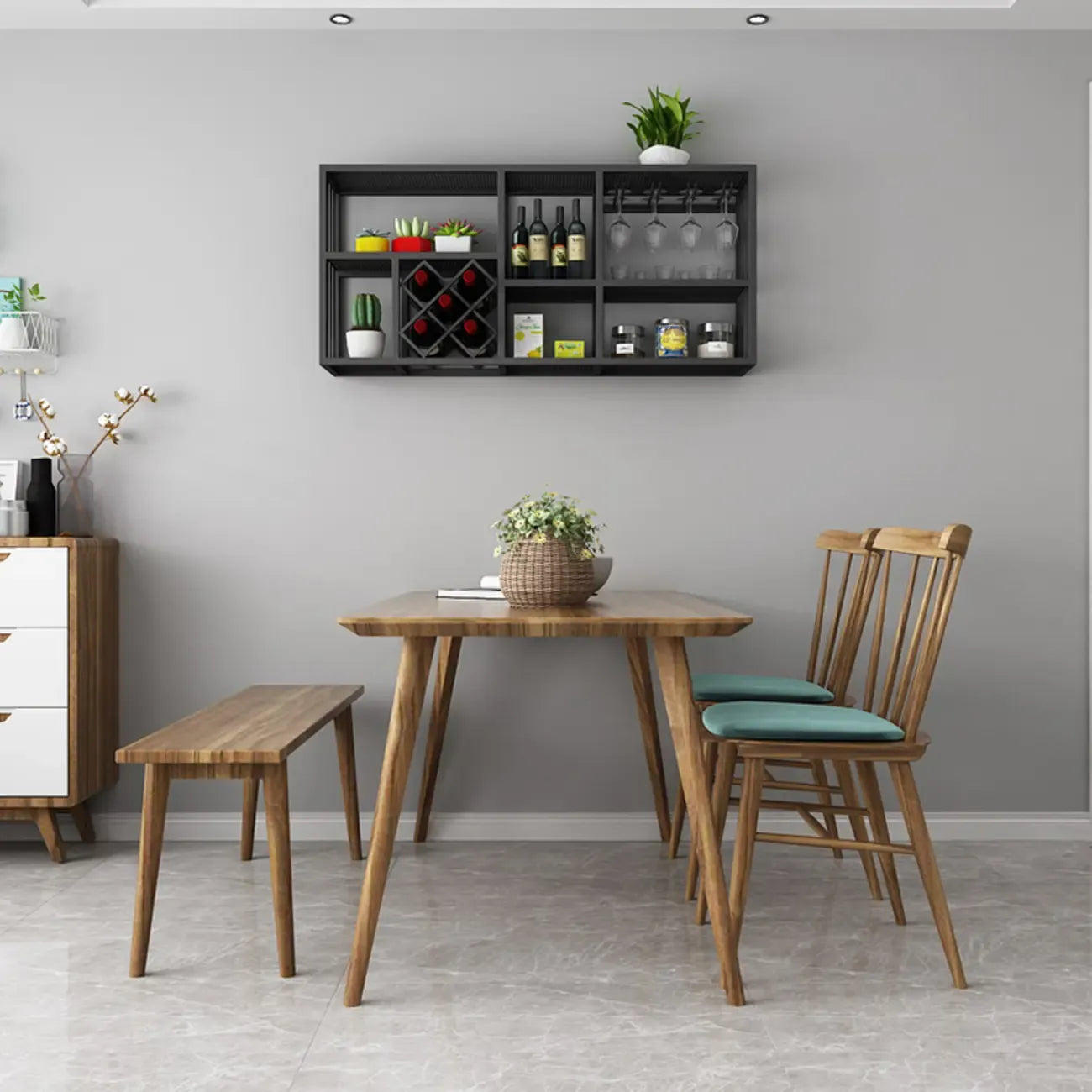 Porte-bouteilles et verres à vin mural en métal luxueux