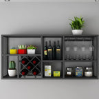 Porte-bouteilles et verres à vin mural en métal luxueux