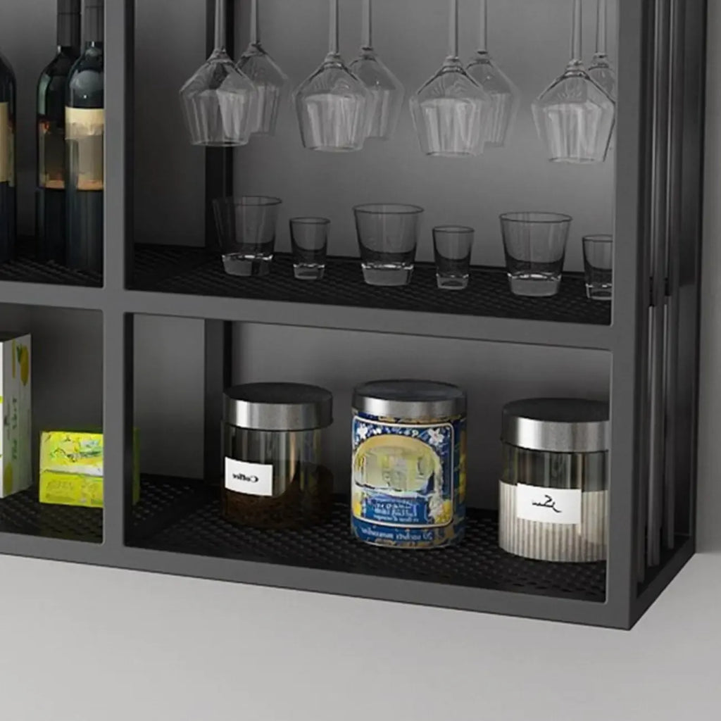 Porte-bouteilles et verres à vin mural en métal luxueux