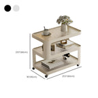 Table d'appoint mobile rectangulaire avec plateau en verre et rangement à 3 niveaux