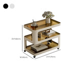 Table d'appoint mobile rectangulaire avec plateau en verre et rangement à 3 niveaux