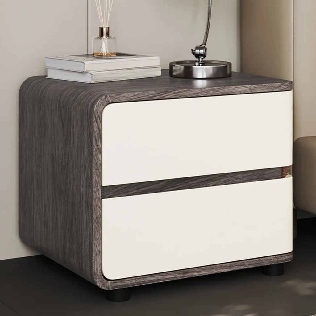 Table de chevet étroite moderne en bois avec 2 tiroirs
