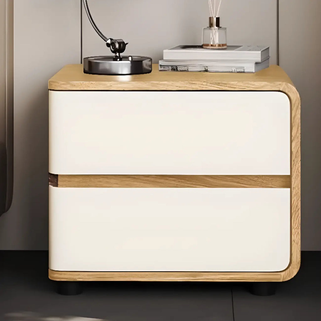 Table de chevet étroite moderne en bois avec 2 tiroirs