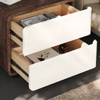 Table de chevet étroite moderne en bois avec 2 tiroirs