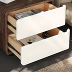 Table de chevet étroite moderne en bois avec 2 tiroirs