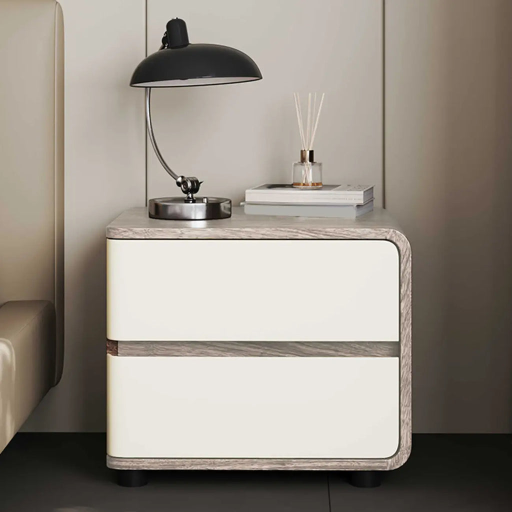 Table de chevet étroite moderne en bois avec 2 tiroirs