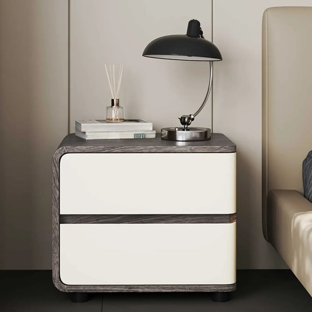 Table de chevet étroite moderne en bois avec 2 tiroirs