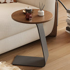 Tables d'appoint minimalistes rondes en bois en forme de C pour salon