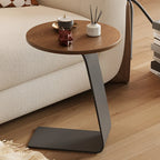 Tables d'appoint minimalistes rondes en bois en forme de C pour salon