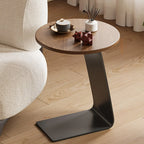 Tables d'appoint minimalistes rondes en bois en forme de C pour salon