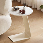 Tables d'appoint minimalistes rondes en bois en forme de C pour salon