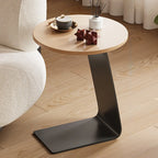 Tables d'appoint minimalistes rondes en bois en forme de C pour salon