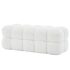Banc de chambre moderne en forme de nuage, recouvert de tissu bouclé.