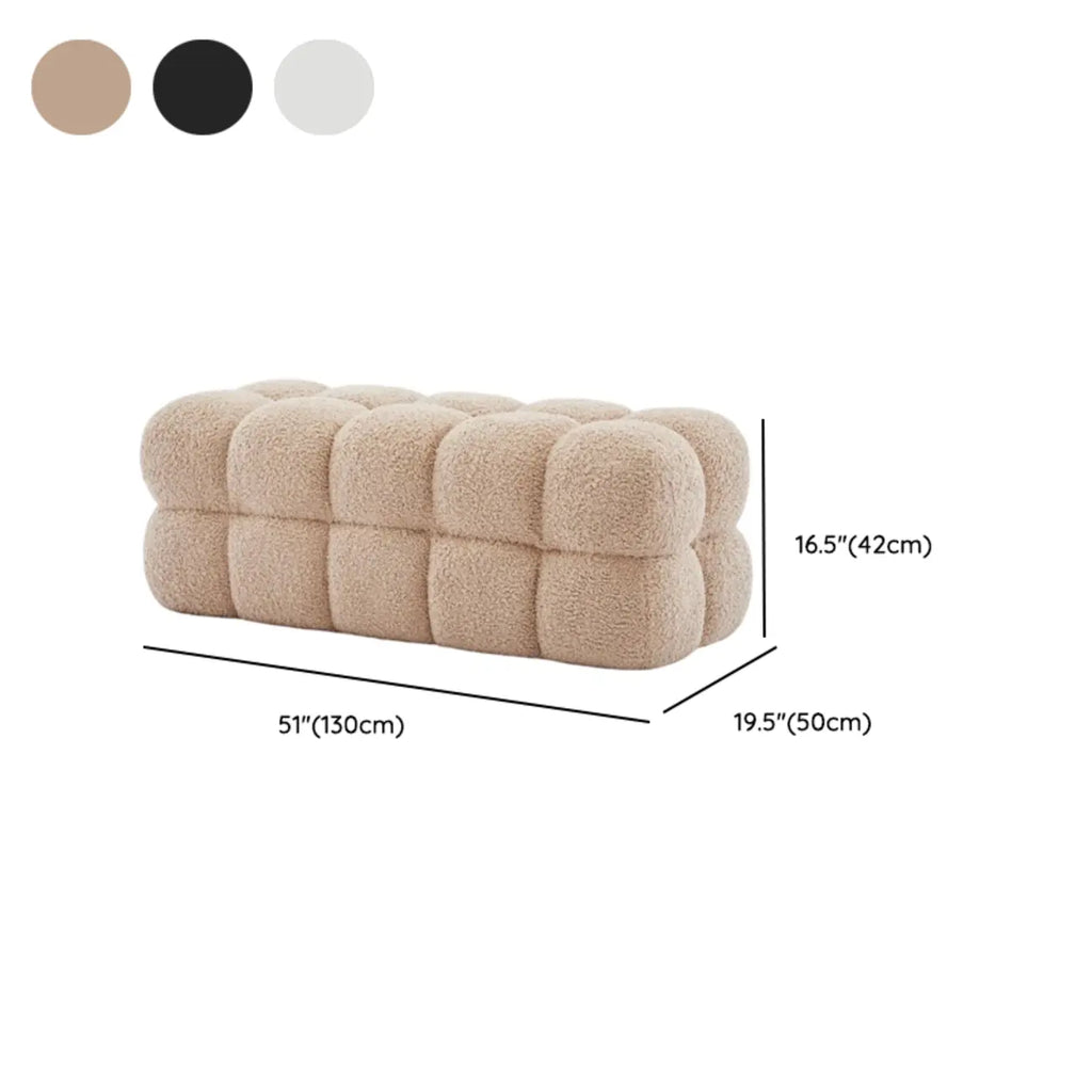 Banc de chambre moderne en forme de nuage, recouvert de tissu bouclé.